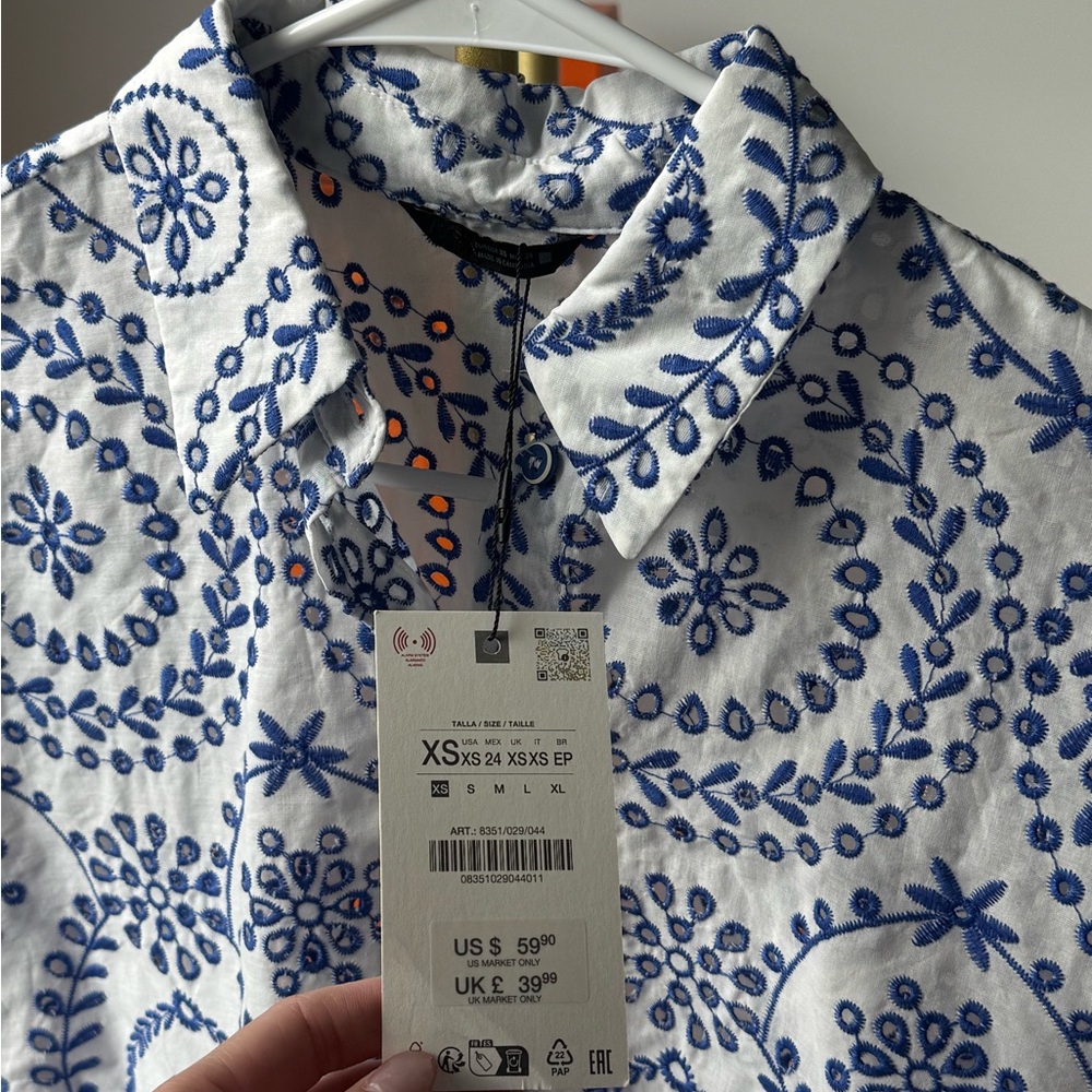 Zara Blue Patterned Shirt - Picture 4 of 5